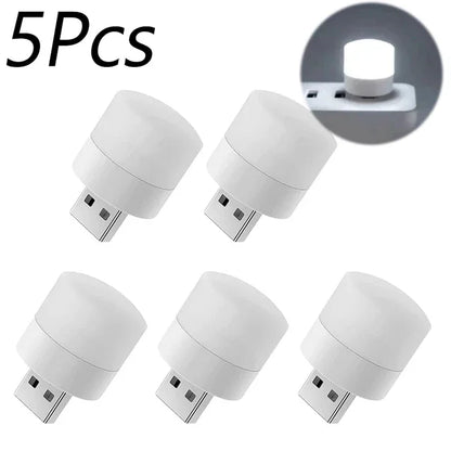 Small USB Night Light Computer Mobile Power Charging Mini Book Lamps LED Light Warm White Eye Protection Reading Light 1/10Pcs Beauty World Shop