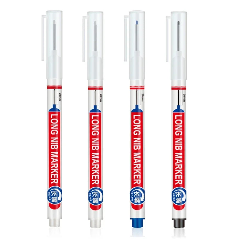 4Pcs/Set 20mm Deep Hole Long Nib Head Markers For Metal Perforating Pen Waterproof Bathroom Woodworking Decoration Multi-Purpose Beauty World Shop