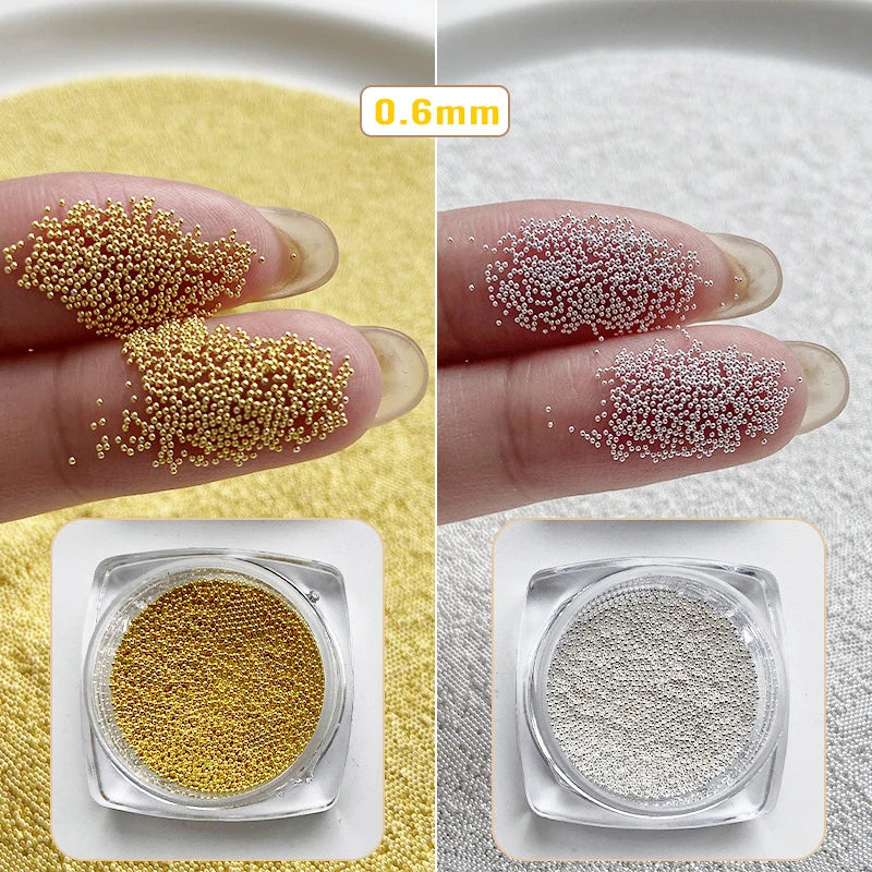 0.4mm-1.5mm 3D Steel Tiny Nail Art Decoration Gold Silver Steel Ball Nail Art Caviar Beads Nails Beads DIY Jewelry Accessories Beauty World Shop