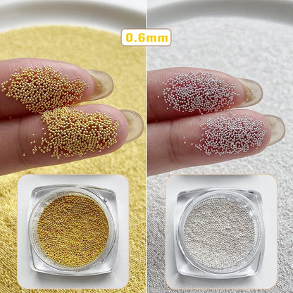 0.4mm-1.5mm 3D Steel Tiny Nail Art Decoration Gold Silver Steel Ball Nail Art Caviar Beads Nails Beads DIY Jewelry Accessories Beauty World Shop