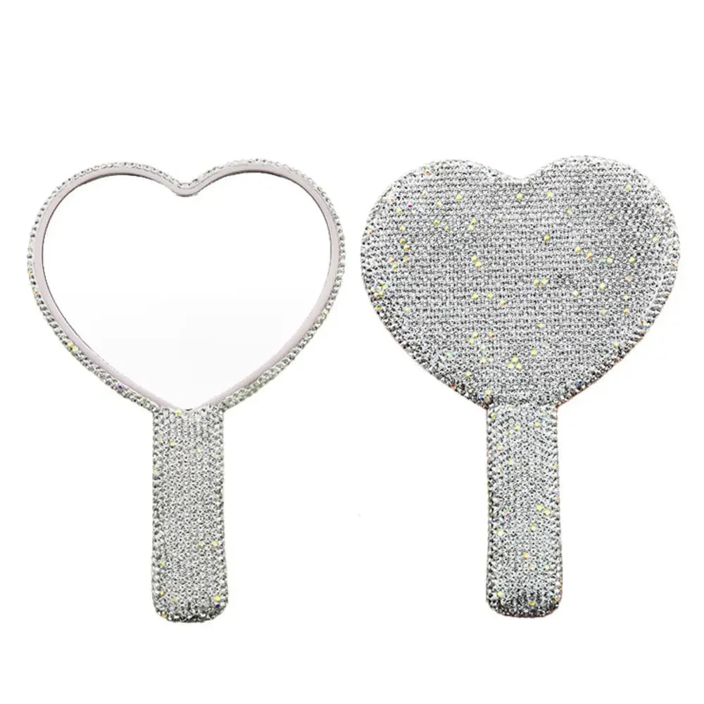 Travel Diamond Makeup Mirror Love Heart Bling Cosmetic Beauty Tools Handheld Vanity Portable Make Up Mirror for Girls Gifts Beauty World Shop
