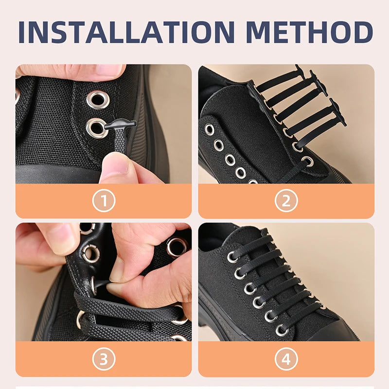 16pcs/lot Silicone Shoelaces No Tie Shoelaces 12 colors Elastic Lace Shoelace Creative Lazy Silicone Laces Rubber Lace Beauty World Shop