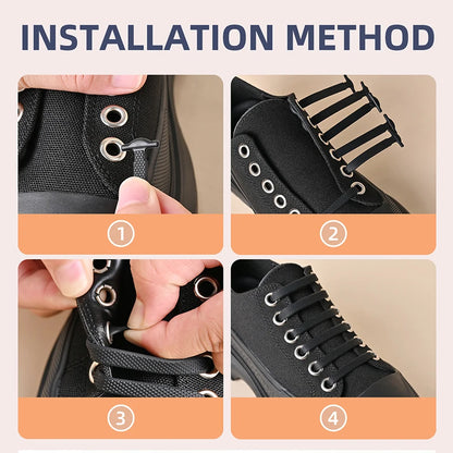 16pcs/lot Silicone Shoelaces No Tie Shoelaces 12 colors Elastic Lace Shoelace Creative Lazy Silicone Laces Rubber Lace Beauty World Shop