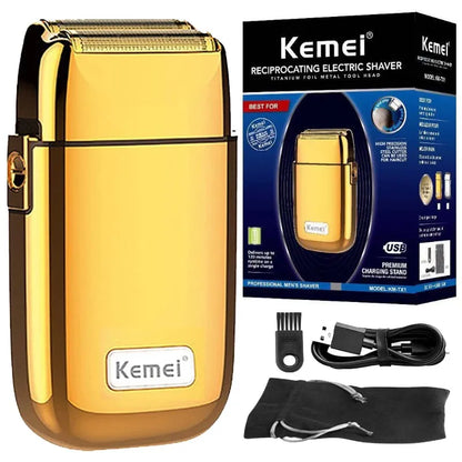 Kemei Tx1 Rechargeable Metal Housing Pro Electric Shaver For Men Hair Beard Electric Razor Bald Shaving Machine Finishing Fade Beauty World Shop