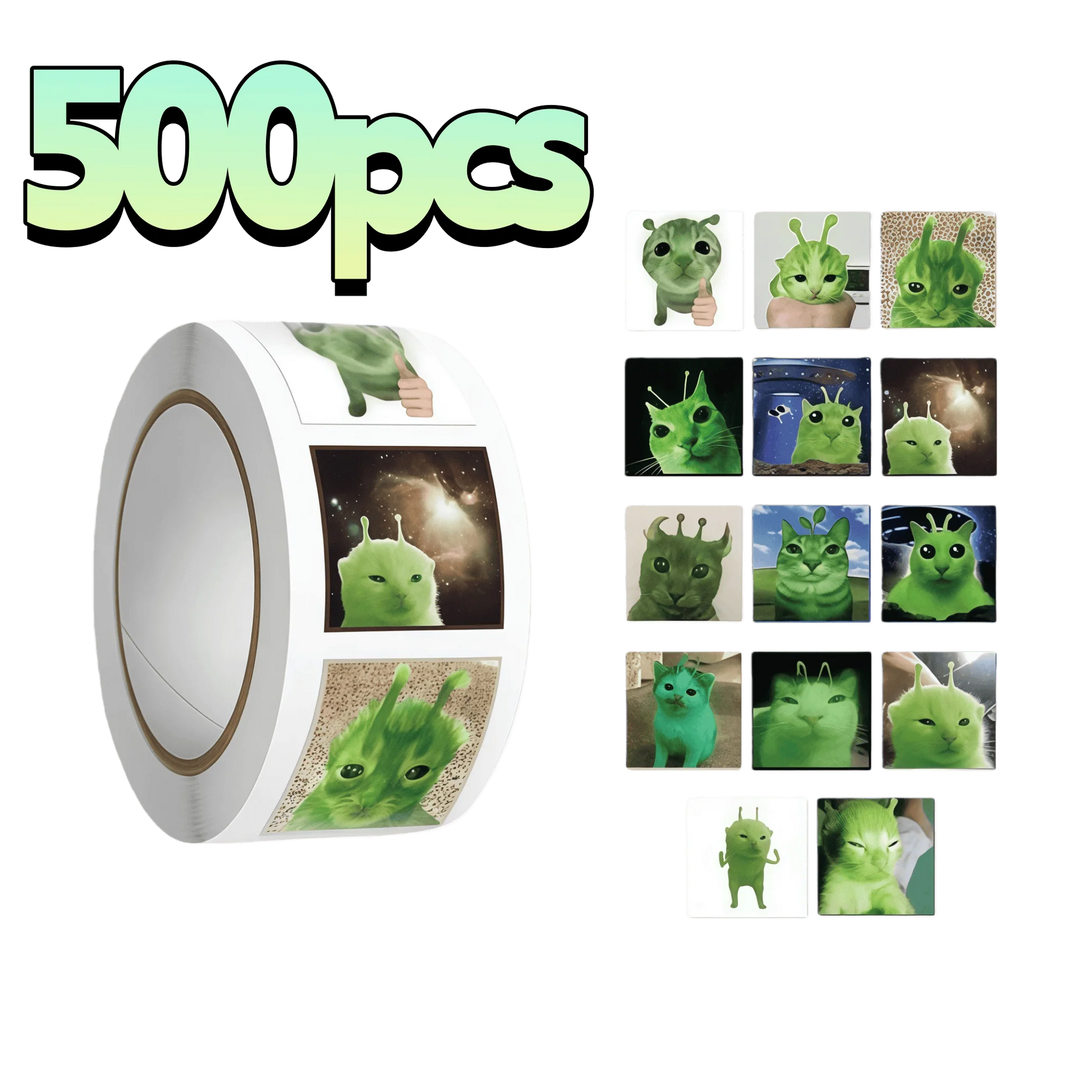 500Pcs Funny Alien Cat Stickers, Quirky Extraterrestrial Kitten Decals for DIY, Journal & Gift Embellishment Beauty World Shop