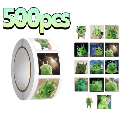 500Pcs Funny Alien Cat Stickers, Quirky Extraterrestrial Kitten Decals for DIY, Journal & Gift Embellishment Beauty World Shop