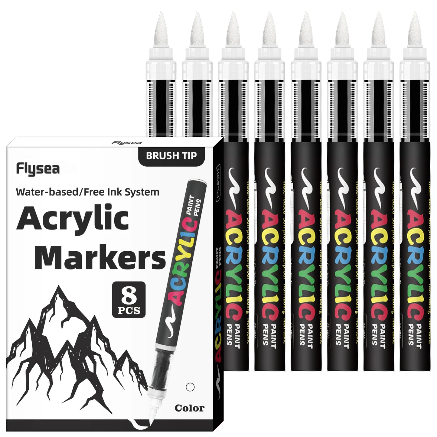 8pcs Black and White Acrylic Paint Markers Set, Large Ink Capacity, Acrylic Markers for Illustration Sketching, Wood, Glass, Fab Beauty World Shop