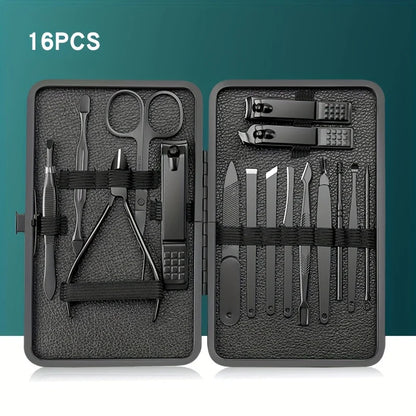 7/10/12/18/20/24PCS Set Professional Manicure Set Kits Stainless Steel Fingernail Toenail Clippers Set with Leather Portable Beauty Fashion