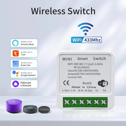 Wifi Smart Switch for Led Lighting Tuya Smart Life RF 433MHz Remote Voice Control Alexa Google Alice 1/2/3 Gang Wireless Switch Beauty World Shop