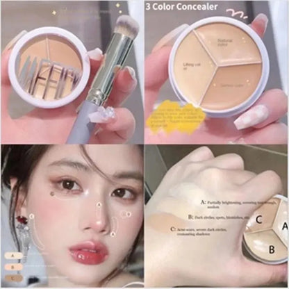 3-Color Concealer Palette Professionally Covers Dark Circles Around Eyes and Face Beauty World Shop