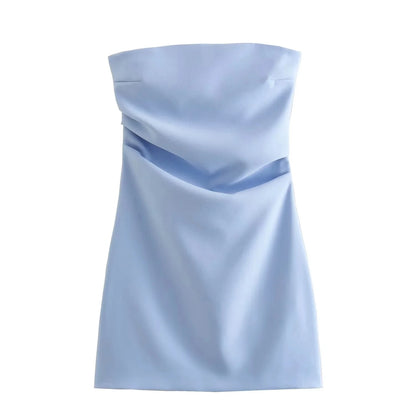 HXAO Dress Women Off Shoulder Corset Short Dresses Ruched Backless Blue Black White Dress Woman Sexy Bodycon Party Dresses Beauty World Shop