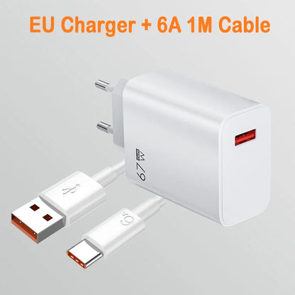 GaN USB Fast Charger Quick Charge 3.0 for Xiaomi 14 13 12 11 10 Ultra Redmi Note 12T 13 Pro Turbo 6A USB Type C Charging Cable Beauty World Shop