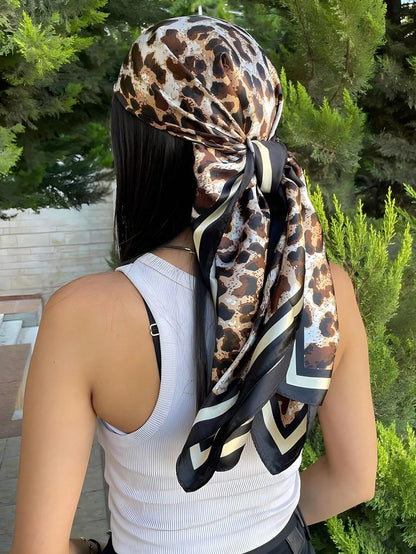 60Colors Luxury Scarf Women 70*70Cm Silk Feel Square Hair Wrapping Foulard Satin Shawl Big Size Head Bandana Hijab Handkerchief Beauty World Shop