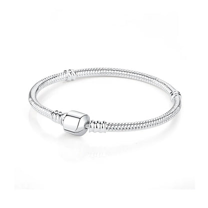 Original 925 Sterling Silver Bracelets Bangles Love Heart Clip Charms Beads Snake Chains For Women Rose Gold DIY Luxury Jewelry Beauty World Shop