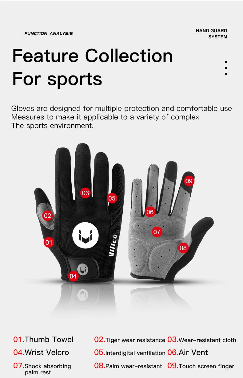 MTB Bike Sports Cycling Gloves Full Finger Men Women Running Fitness Gym Spring Summer Riding Motorcycle Gloves Beauty World Shop