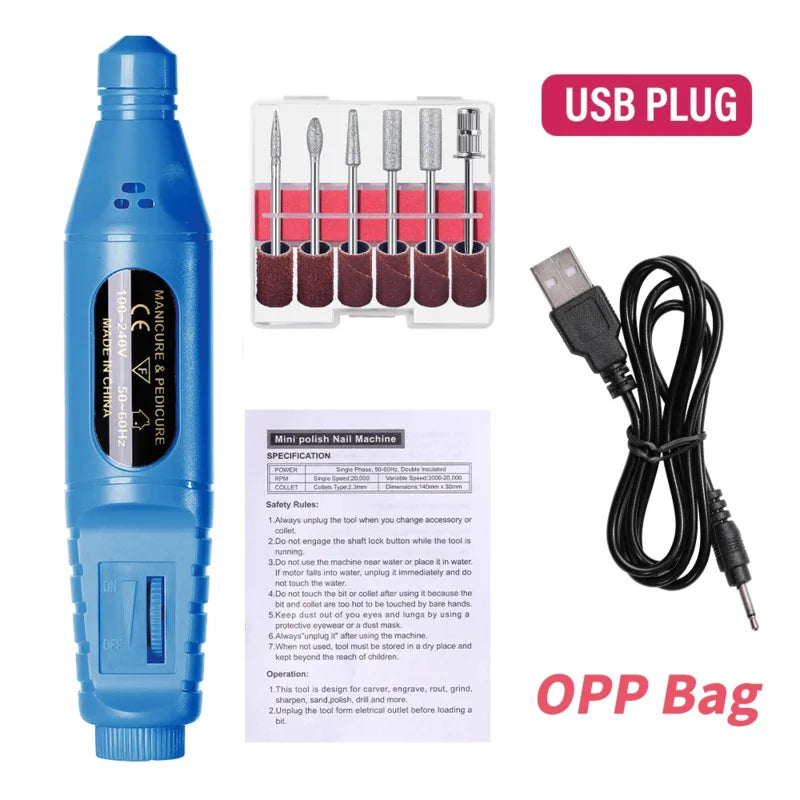 Professional 6-in-1 Electric Nail Drill Set - Nail File Pen for Filing, Polishing & Exfoliating