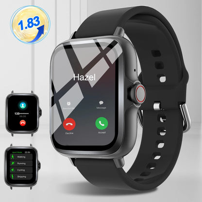Smart watch with full touch screen, call, message reminder, music control and other functions, compatible with iPhone/android mo Beauty World Shop