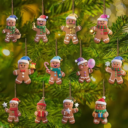 12/24pcs Christmas Gingerbread Man Ornaments Xmas Tree Wooden Hanging Pendants 2026 New Year Party Home Decoration Kids DIY GIft Beauty World Shop