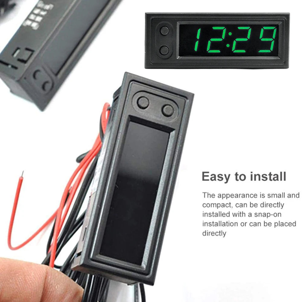 3 in 1 Car Thermometer Voltmeter High Precision Car Temperature Clock Luminous Electric Voltage Meter 12V Automobile Accessories Beauty World Shop