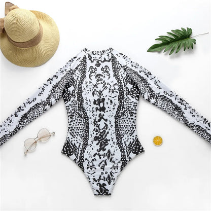 2026 Surfing Sport Swimsuit Long Sleeves Women One Piece Swimsuit  Swimwear Solid Monokini Bathing Suit Tropical Bodysuit Female Beauty World Shop