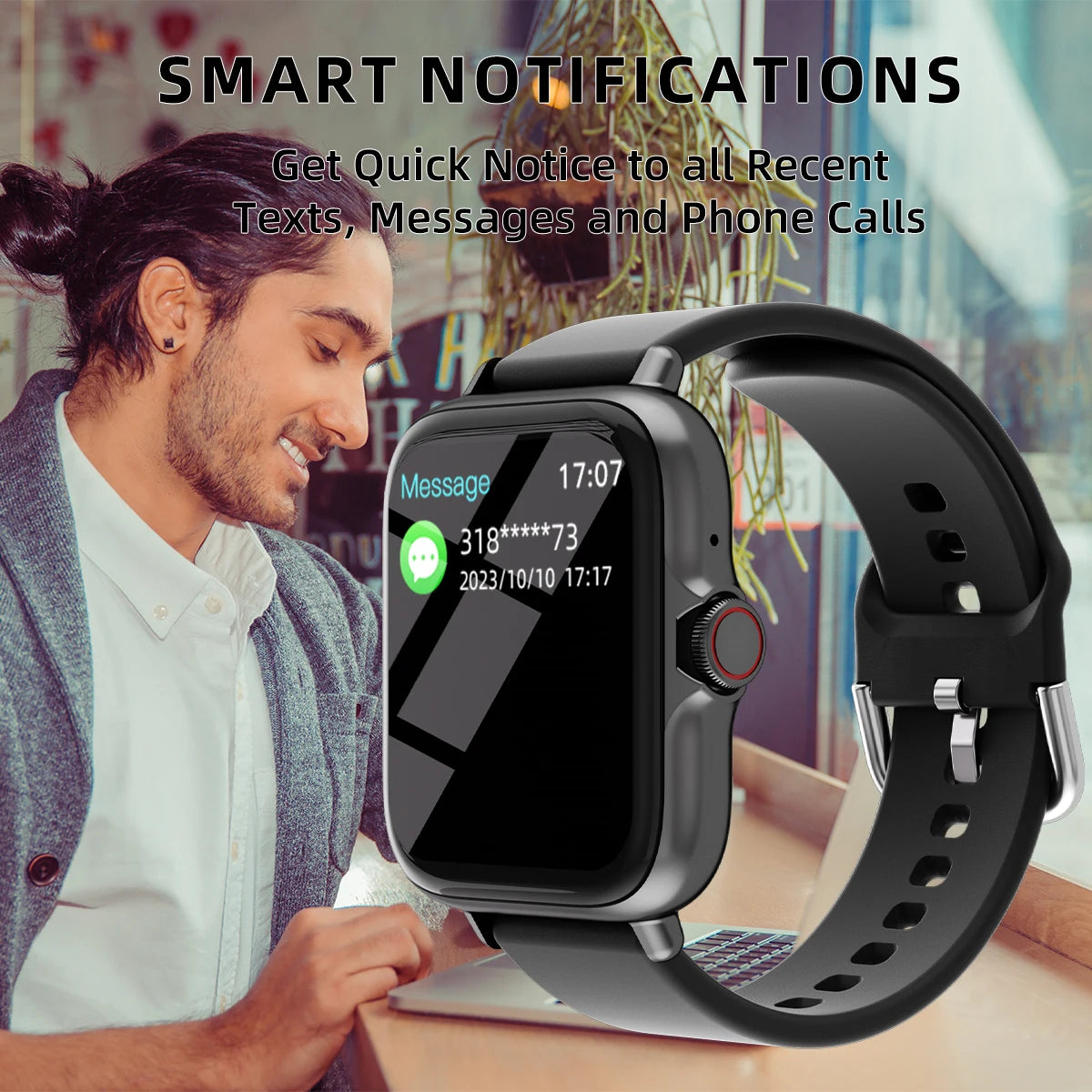 1.83'' Waterproof Smart Watch with Message Answer Call Sleep Monitoring Sports Pedometer Information Alerts For iPhone Android Beauty World Shop