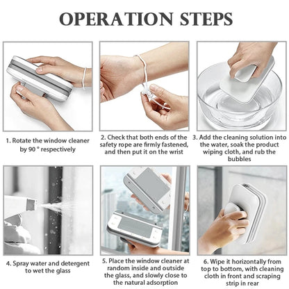 NEW Magnetic Window Cleaner Brush Double-Side Automatic Water Discharge Wiper Glass Window Brush Cleaning Household Tools Beauty World Shop