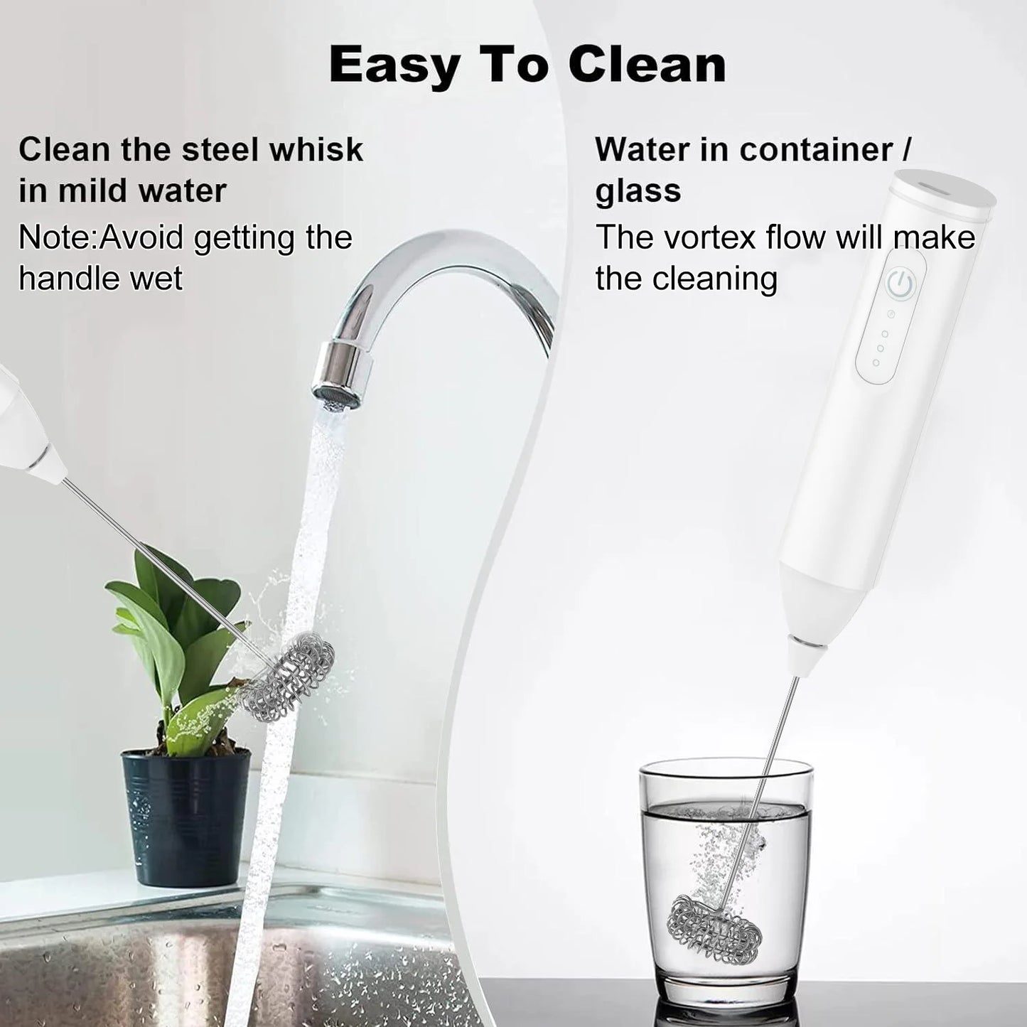 MINI Milk Frother USB Rechargeable 3 Speeds Foam Maker Coffee Whisk Mixer Electric Handle Blender Egg Beater Beauty World Shop