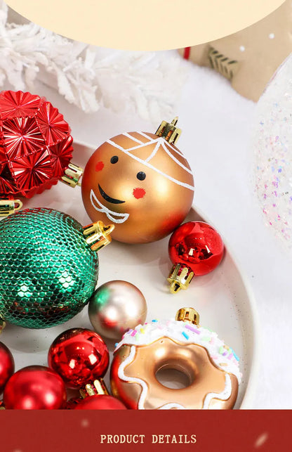 Christmas decoration: 42 exquisite painted Christmas balls in magenta, green, and gold, Christmas tree pendant set Beauty World Shop