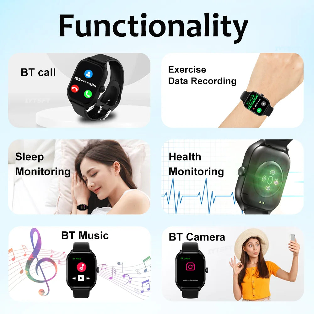 H9 New Smart Watch 2.01 Inch HD Display Answer Make Call Message Preview Sport Modes DIY Dial Weather Forecast For Men Women Beauty World Shop