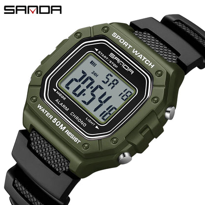 SANDA 2156 Fashion Mens Watch Military Water Resistant Sport Watches Army Big Dial Led Digital Wristwatches Stopwatches For Male Beauty World Shop