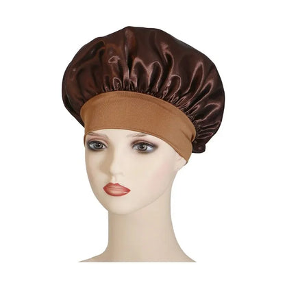 Wide-brimmed High Elastic Hair Band Female Pile Cap Autumn Lunar November Beauty Hair Care Hat Satin Nightcap Beauty Fashion