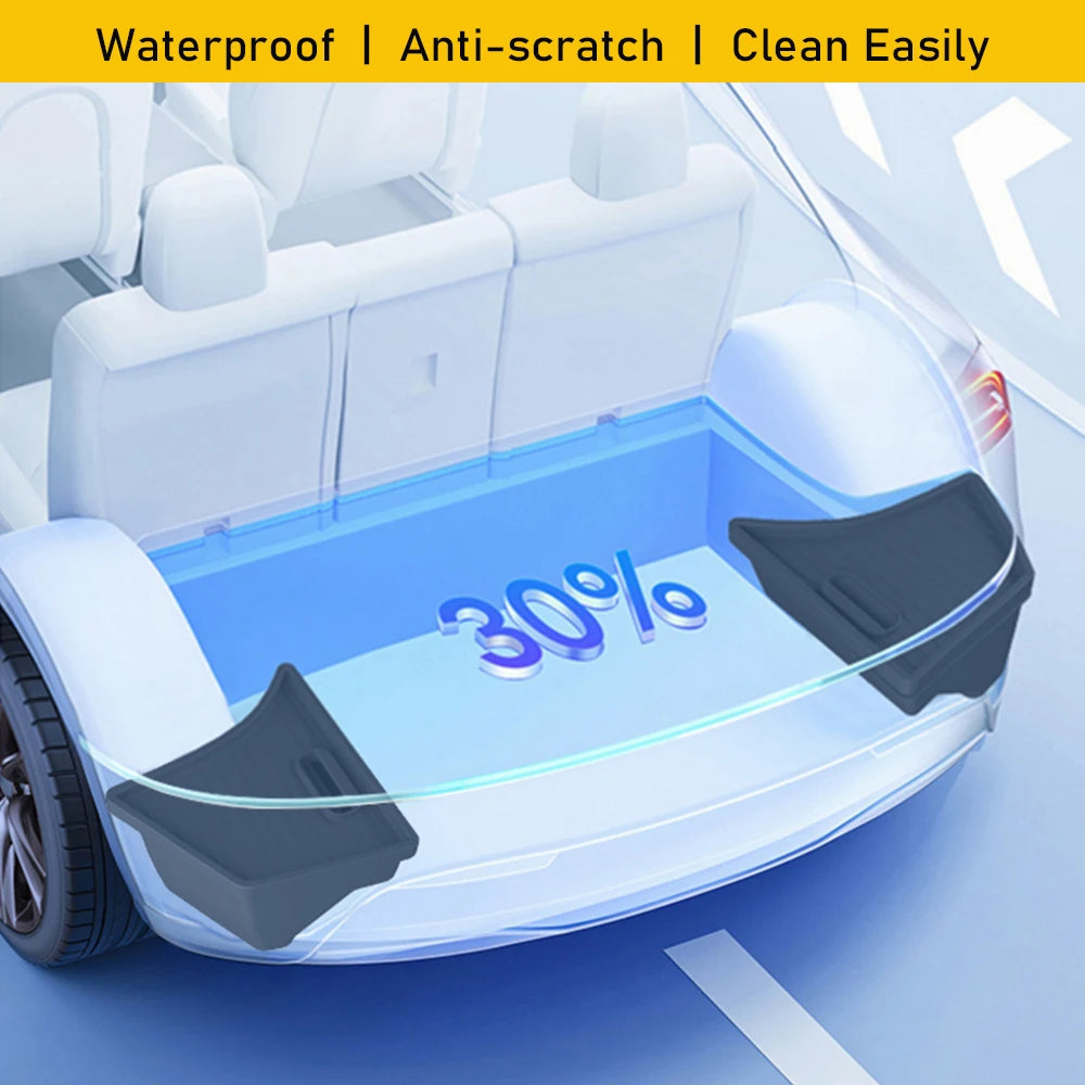 Trunk Organizer for Tesla Model 3 2024 2025 Waterproof Rear Trunk Storage Bins Side Box with Carpeted Lip Car Travel Accessories Beauty World Shop