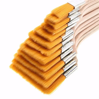 12Pcs Nylon Paint Brush Set Premium Synthetic Bristles for Acrylic Oil Watercolor Painting Essential Art Supplies Beauty World Shop