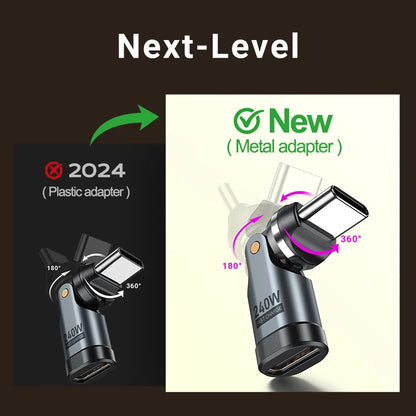 AUFU PD240W USB C to Type C OTG Adapter 540 Rotation 5A Fast Charge Cable Converter for iPhone 16 MacBook Samsung Xiaomi Laptop Beauty World Shop