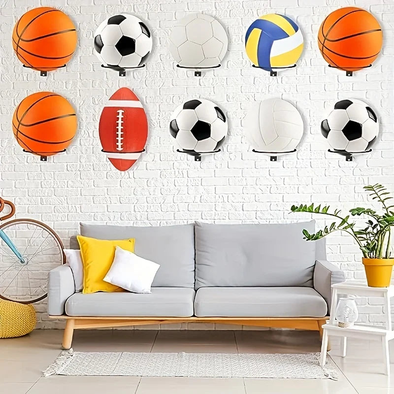 1pc/2pcs Metal Wall Mounted Sports Ball Display Stand For Basketball, Football, Volleyball, Durable Wall Storage Rack Beauty World Shop