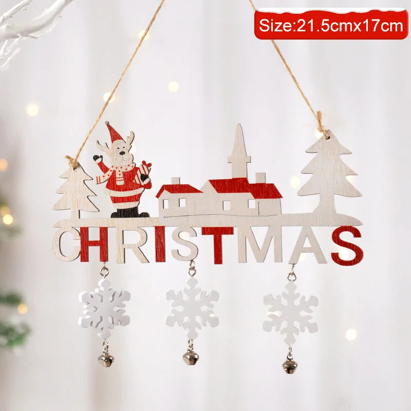 Gnome Santa Claus Wooden Hanging Ornament 2024 Merry Christmas Decoration for Home Door Xmas Tree Pendants Navidad New Year 2025 Beauty World Shop