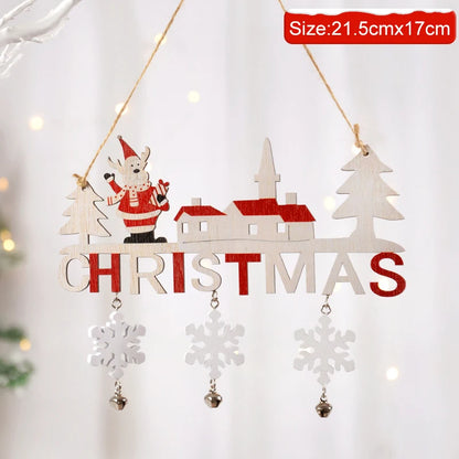 Gnome Santa Claus Wooden Hanging Ornament 2024 Merry Christmas Decoration for Home Door Xmas Tree Pendants Navidad New Year 2025 Beauty World Shop