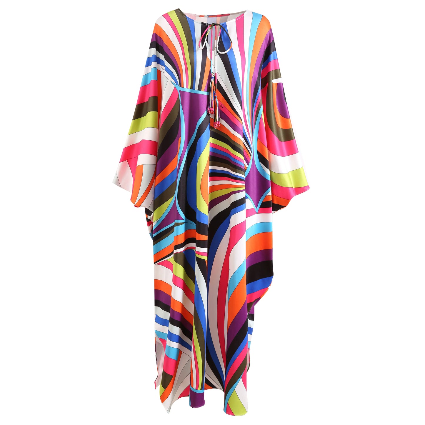Fashion 2024 Spring Summer New Style Bohemia Casual Dresses O-Neck Batwing Sleeve Striped Printed Irregularity Loose Dress Beauty World Shop