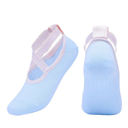 Solid Color Yoga Socks Professional Silicone Non-slip Ballet Pilates Socks Backless Breathable Bandage Cotton Dance Sports Socks Beauty World Shop