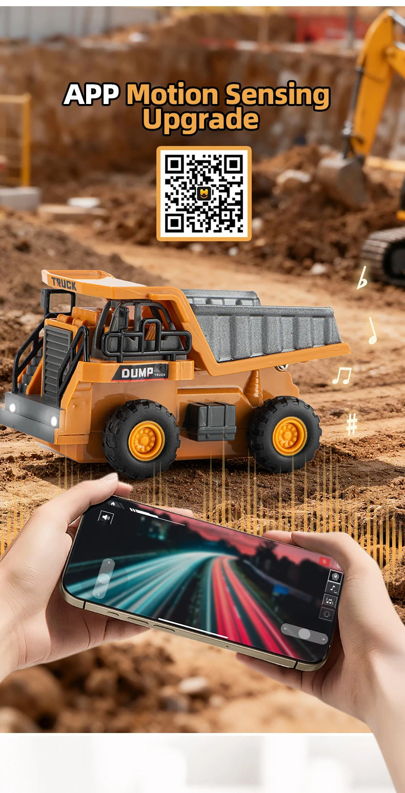 ZWN 1:64 RC Model Car 2.4G Remote Control Excavator Dump Truck Forklift Alloy Plastic Simulation Construction Vehicle Kids Toy Beauty World Shop