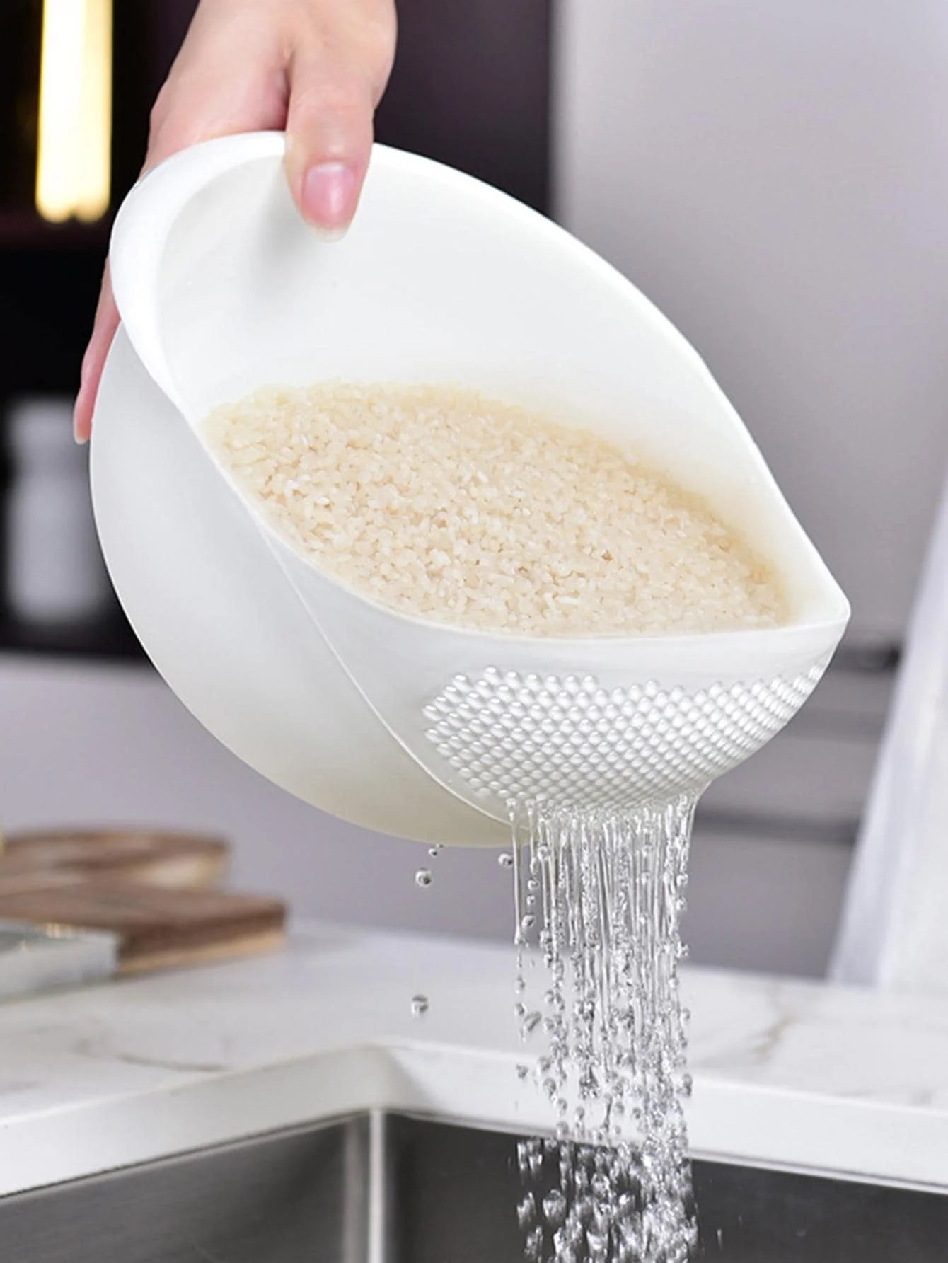 1/3pcs- Colander Rice Bowl Drain Basket Fruit Bowl Washing Drain Basket with Handle Washing Basket Home Kitchen Organizer Beauty World Shop