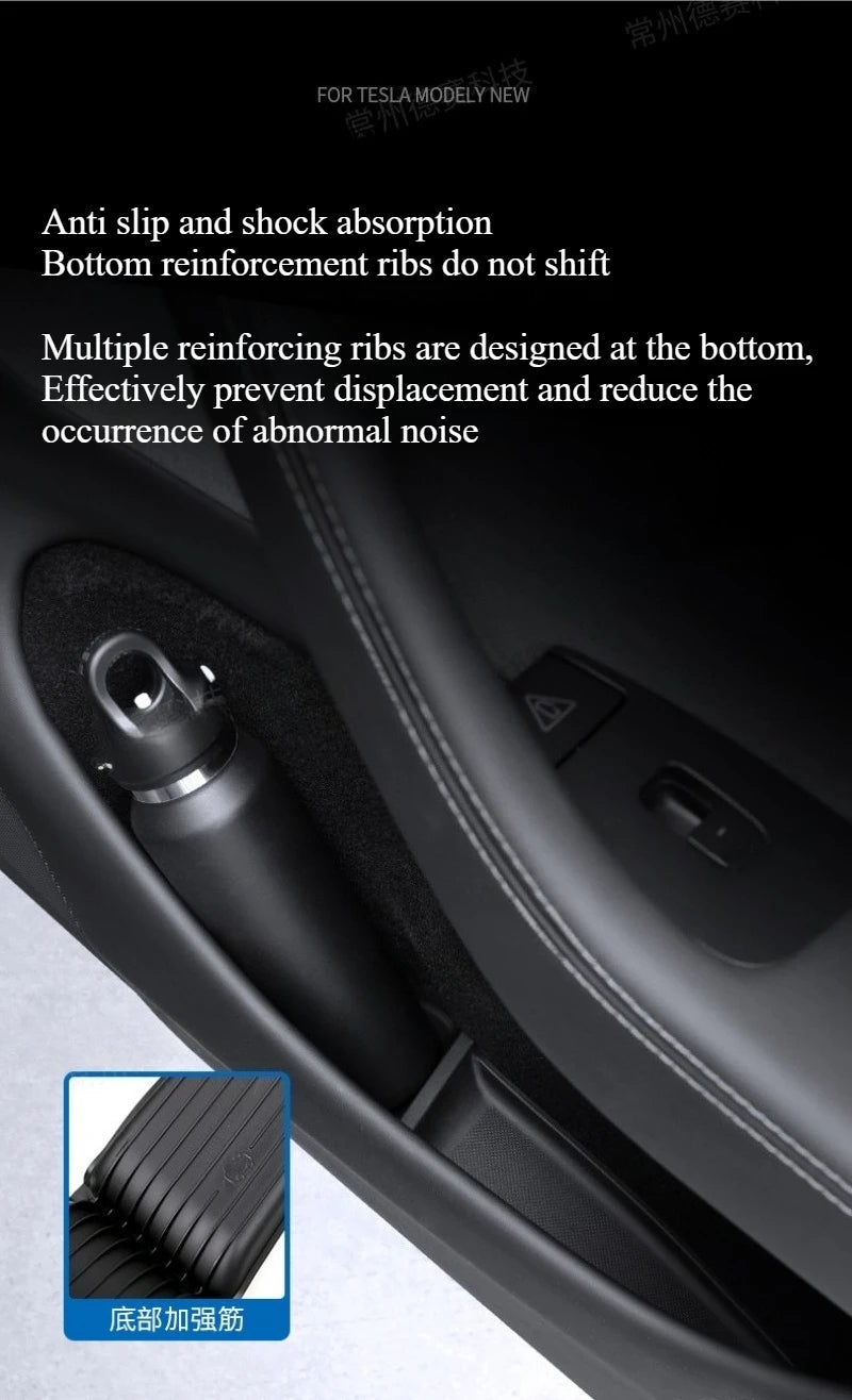 For Tesla Model Y Juniper 2025 Car Door Storage Pad 5PCS TPE Central Control Water Cup Holder Mat Organizer Tray Car Accessories Beauty World Shop