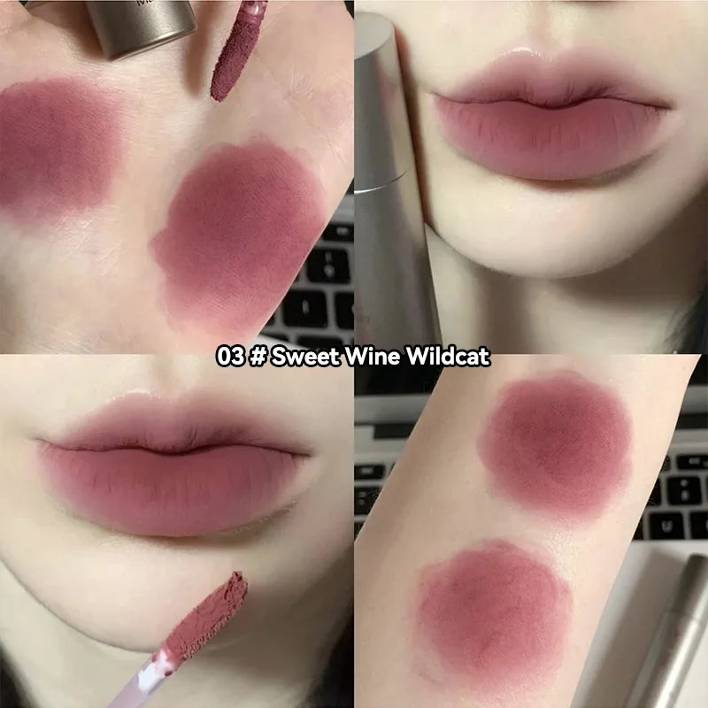 DIXI Mini Silver Tube Matte Lip Glaze — Velvet Finish, Skin-Enhancing, Versatile Low-Saturation Latte Shade Beauty Trend Shop