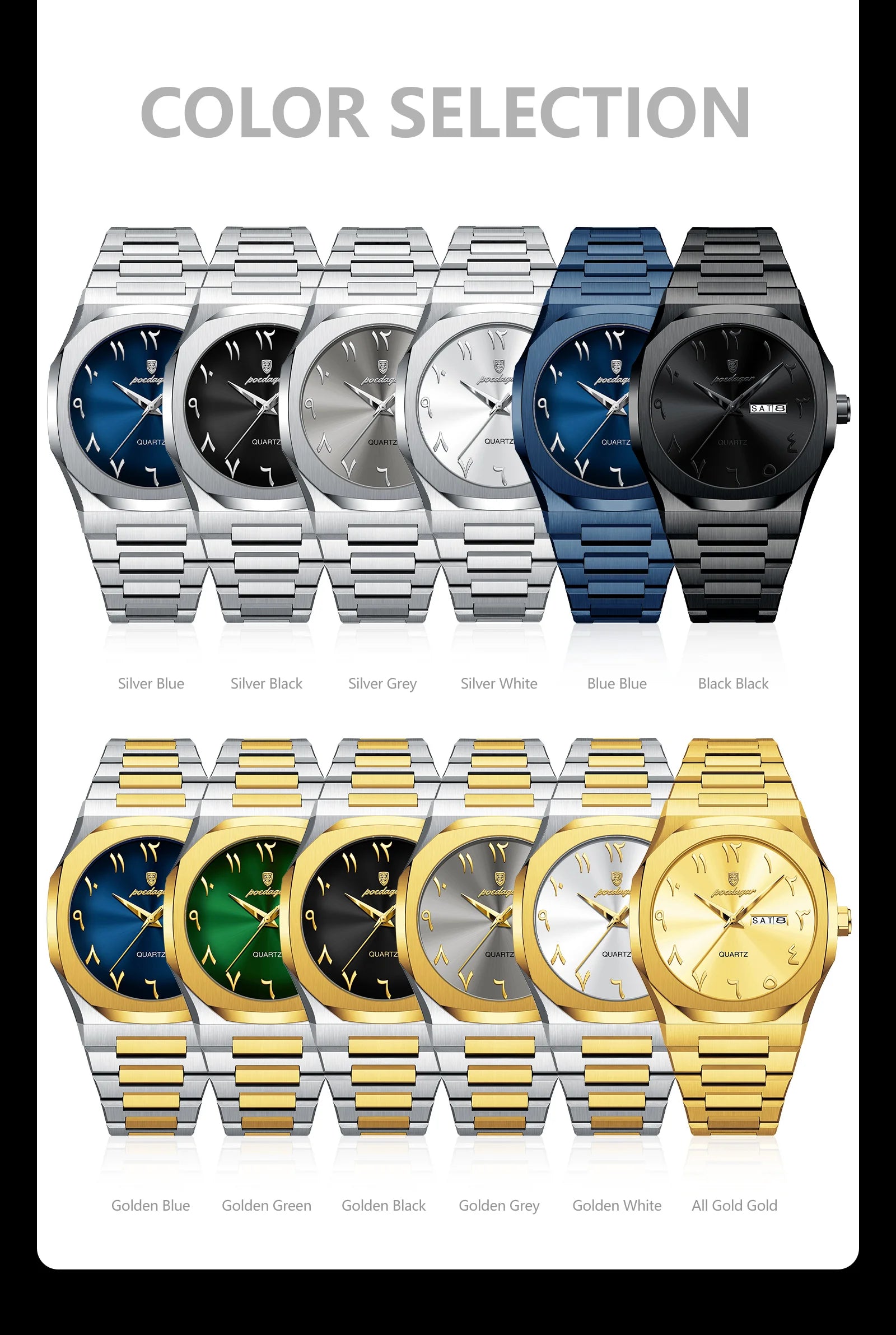 POEDAGAR Original Luxury Men's Watch Waterproof Week Date Fashion Men Wristwatch Quartz Stainless Steel Man Watches Reloj Hombre Beauty World Shop