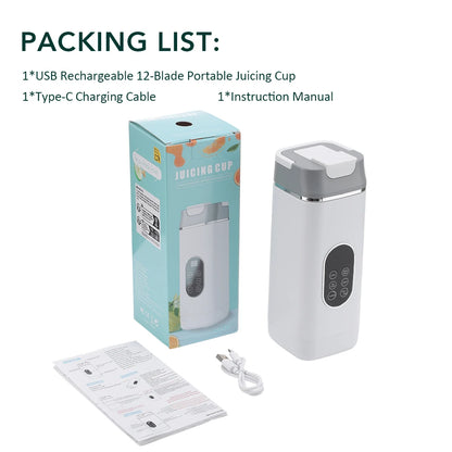 6 Blades Electric Juicer Cup with 2 Cups For Travel Portable Juicer Mixer Usb Charge Fresh Fruit Juice Personal Blender Smoothie Beauty World Shop