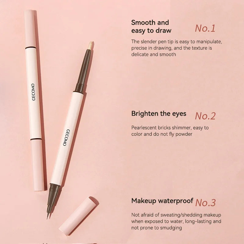 GECOMO 3D star eye double head silkworm pen, keep makeup lasting, waterproof and not easy to stain, brighten Beauty Trend Shop