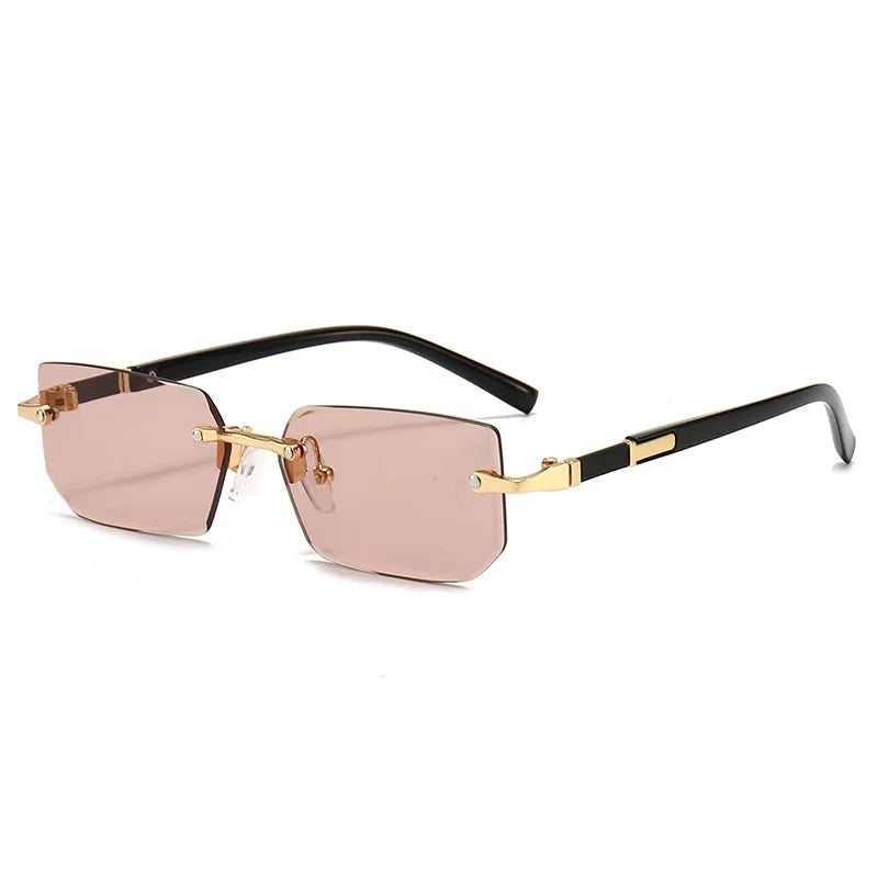 Rimless Sunglasses Rectangle Fashion Popular Women Men Shades Small Square Sun Glasses For Female Male Summer Traveling Oculos Beauty World Shop