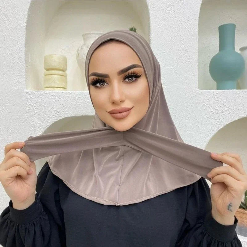 New Instant Jersey Hijab Undercap Hijabs for Woman Muslim Women Hijab Cap Full Cover Snap Fastener Head Wraps Scarf Islam Turban Beauty World Shop