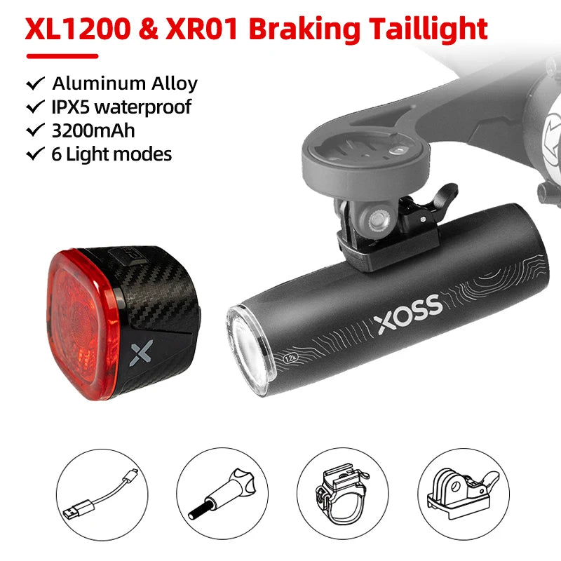XOSS 200-3000 Lm Bike Light XL1200 Headlight Waterproof Rechargeable Front Lamp Bicycle Light Aluminum Ultralight Flashlight Beauty World Shop