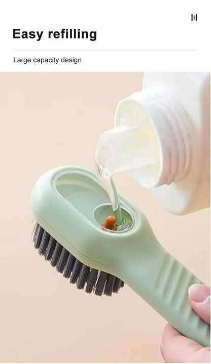 Multifunction Cleaning Shoe Brush Soft Automatic Liquid Shoe Brush Long Handle Clothes Soap Brush With Hook Clean Tool Beauty Fashion